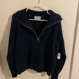 NWT blue 3/4 zip sweater